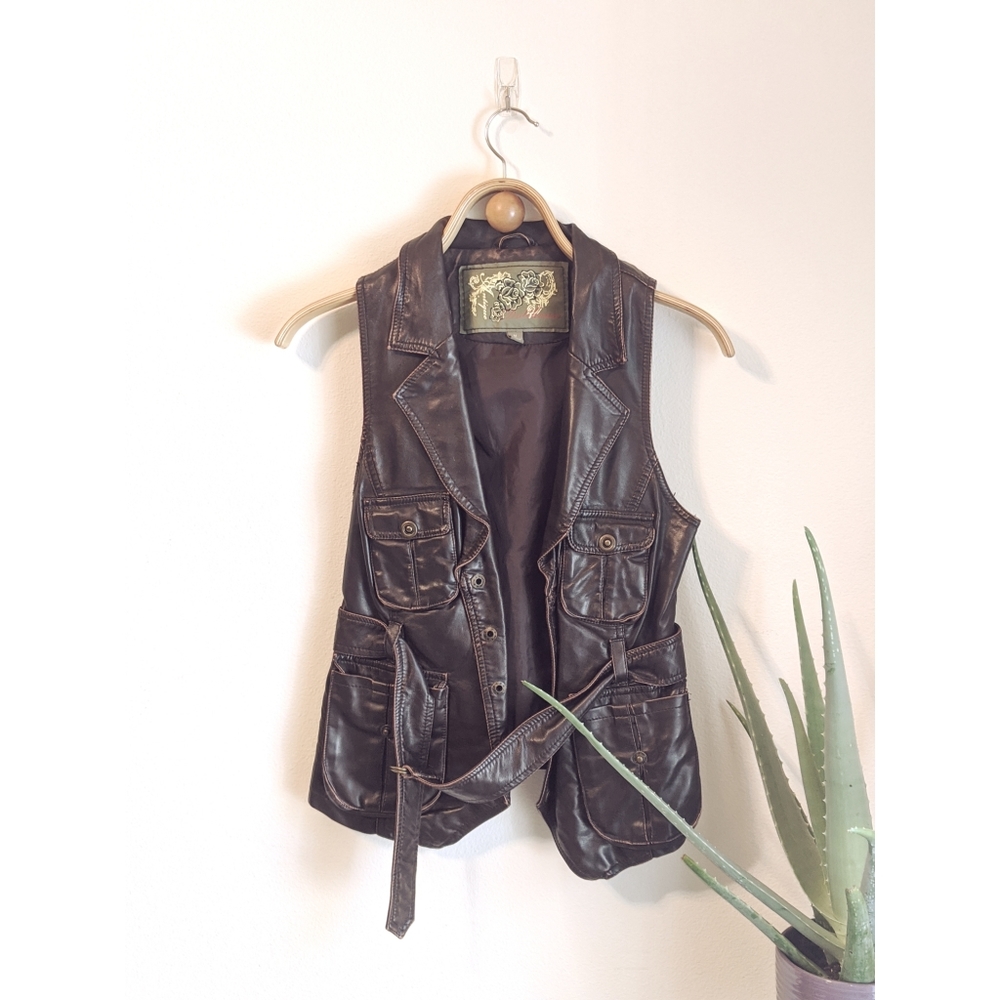 Faux leather vest